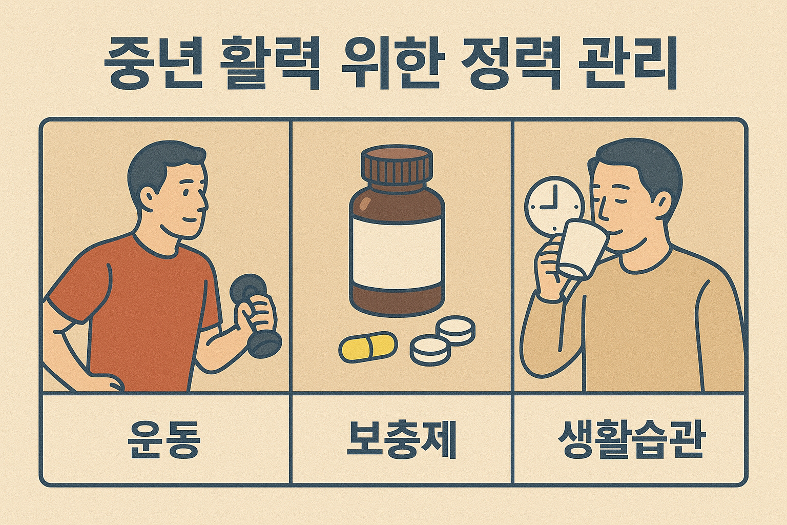 운동 vs 보충제 vs 생활습관, 중년 활력 관리법