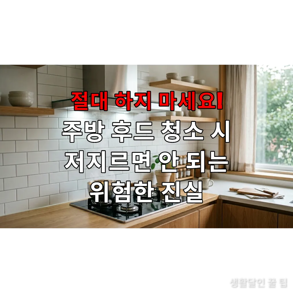 깨끗하게 관리된 한국 주방의 후드와 가스레인지