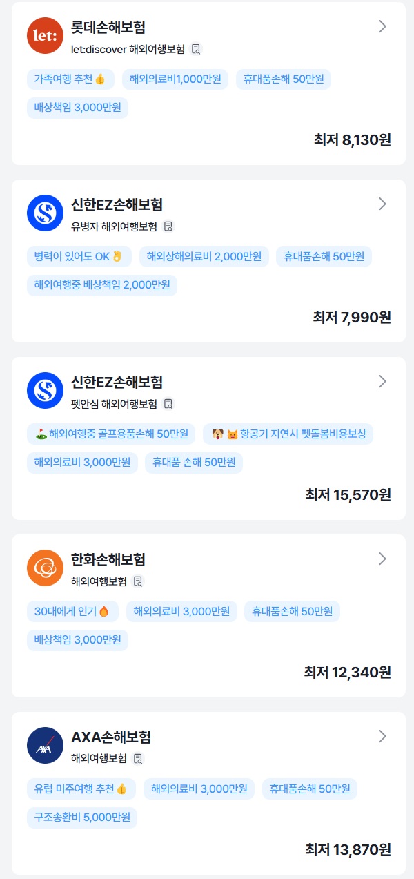 해외여행자보험 비교사이트 추천