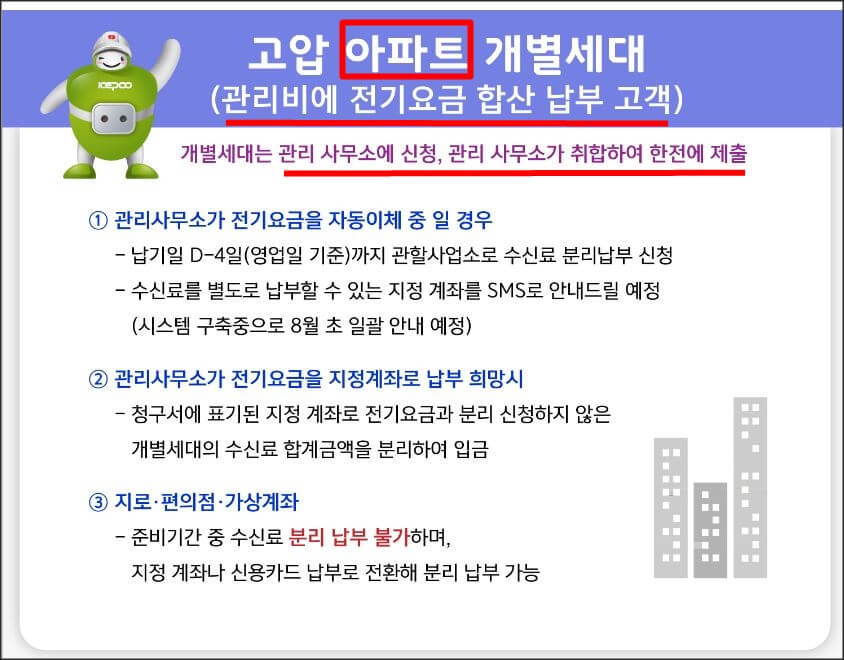 아파트 전기요금 분리 납부 방법