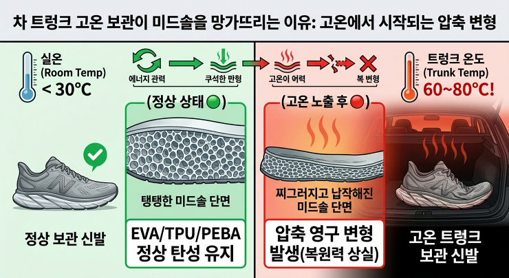 차 트렁크 보관이 미드솔을 망가뜨리는 이유
