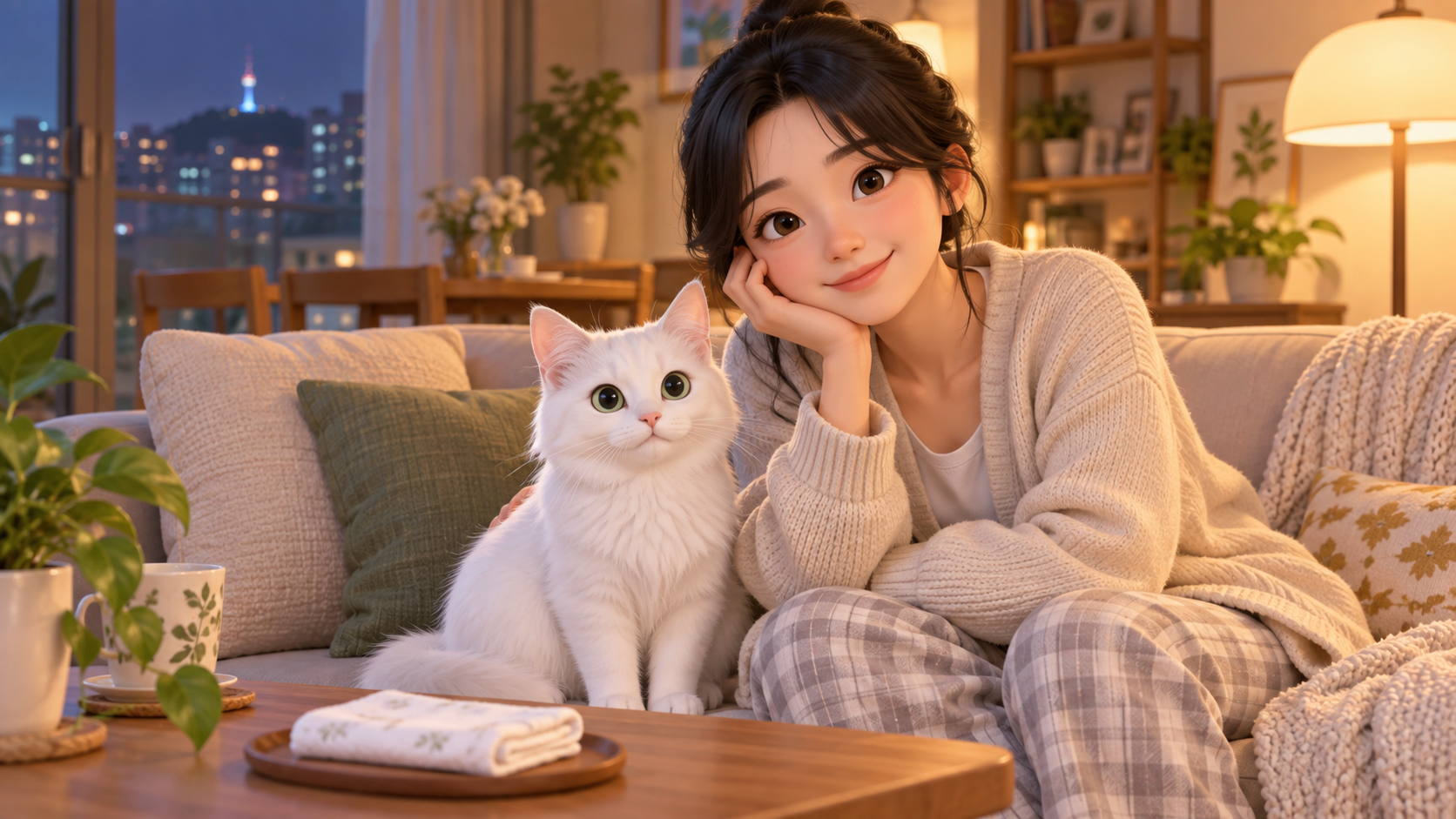 눈가 맑은 고양이와 집사