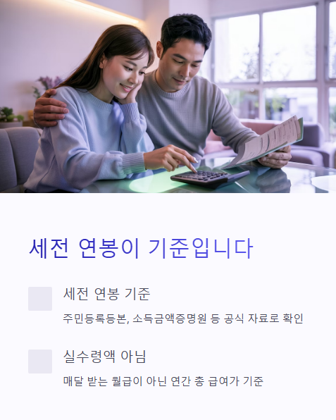 세전 연봉이 기준 입니다