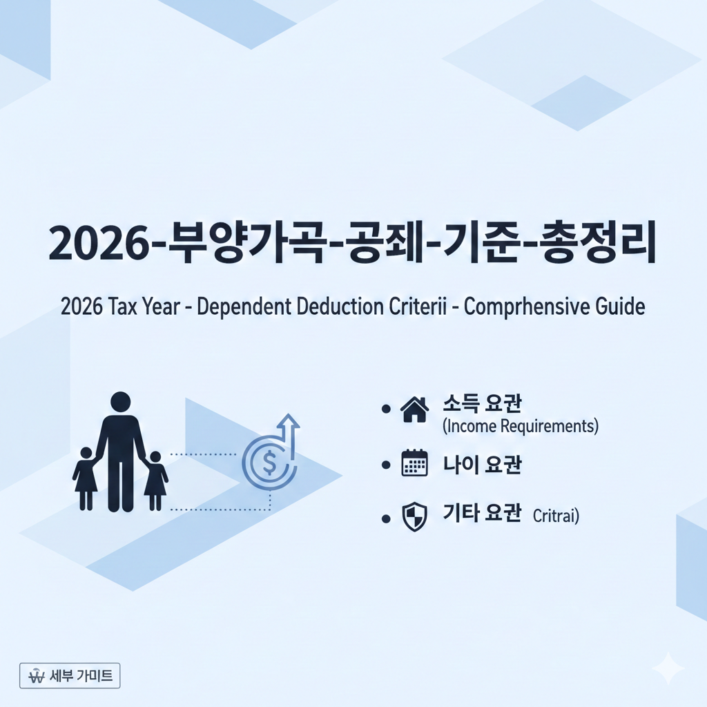2026년 연말정산 인적공제(기본공제) 대상 여부를 가족 구성원별로 O, X로 표시한 일러스트
