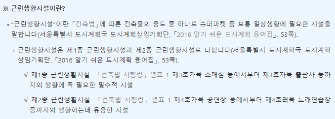제1종 및 제2종 근린생활시설 정의