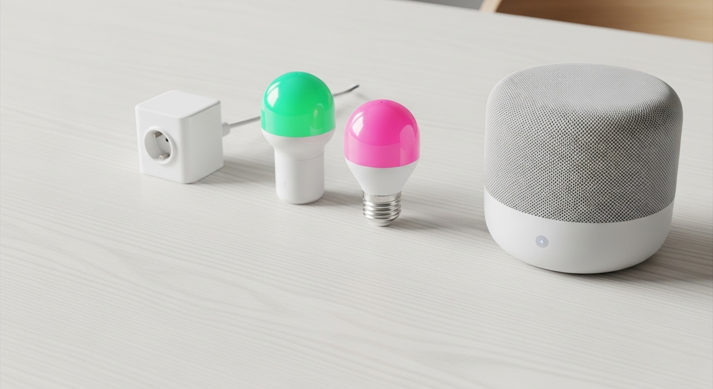 스마트 플러그, 스마트 전구, AI 스피커 등 초보자용 스마트홈 입문 기기 3종 세트