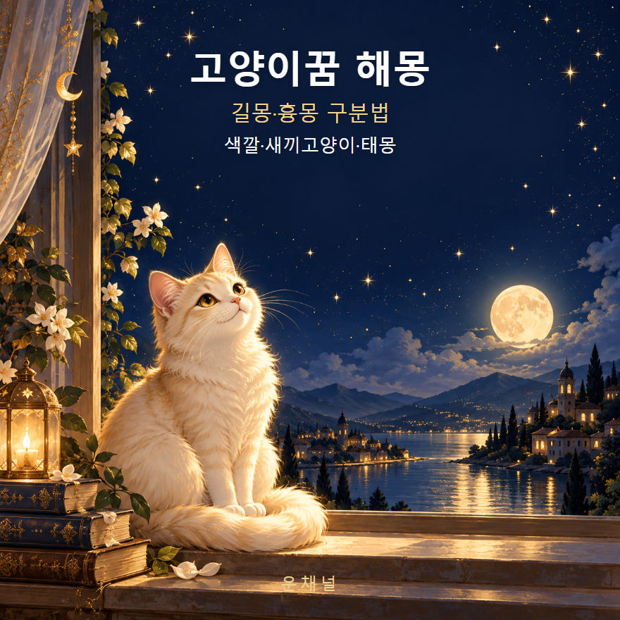고양이꿈 해몽, 색깔보다 꿈속 감정과 행동을 먼저 살펴보세요. (AI 제작 이미지)