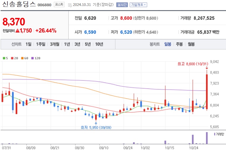 신송홀딩스 주가