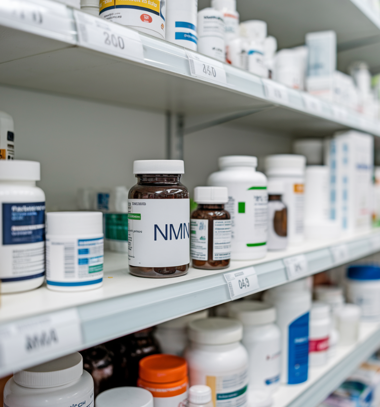 NMN이 진열대에 놓여져 있는 모습