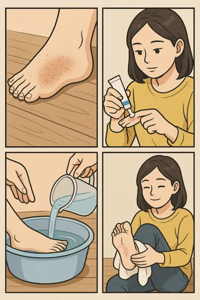 무좀 치료 전후 발 피부 비교