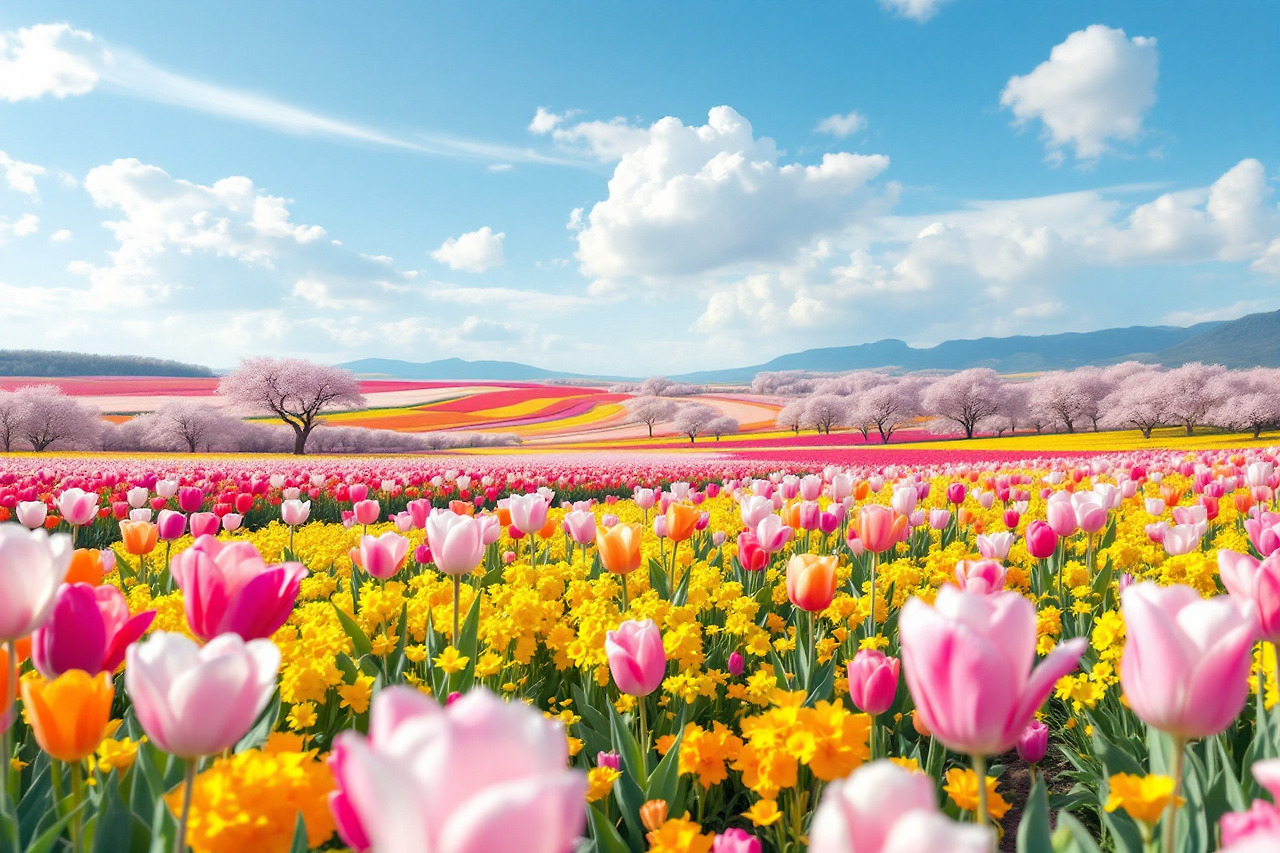 400만송이 가량 여러종류위 봄꽃