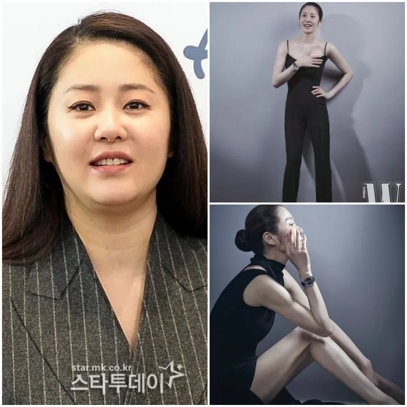 회색정장을 입은 뚱뚱한 고현정과 나시티에 치마를 입은 날씬한 몸매의 고현정