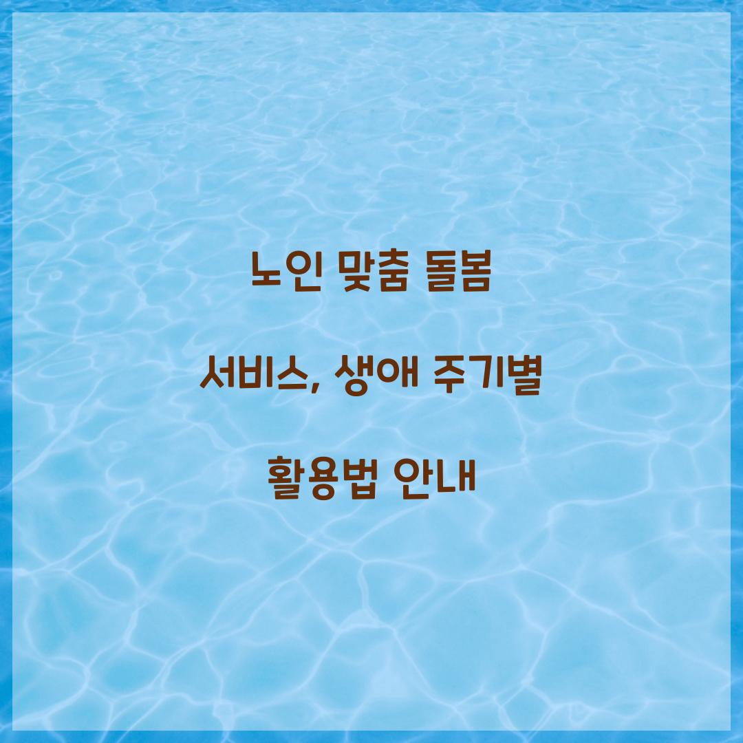 노인 맞춤 돌봄 서비스