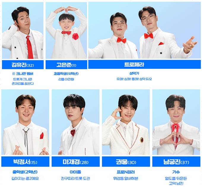 미스터트롯3 참가자/출연자/출연진 김유진, 고은준, 트로페라, 박정서, 마재경, 권웅, 남궁진