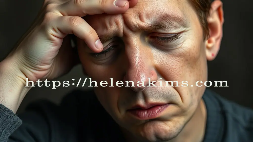 한 남성이 밀가루 음식을 먹고 힘들어 하는 모습.