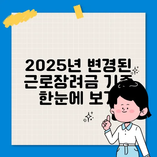 2025년 변경된 근로장려금 기준 한눈에 보기