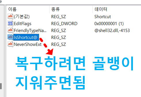 윈도우 10/ 11 바탕화면 바로가기 아이콘 화살표 삭제 방법