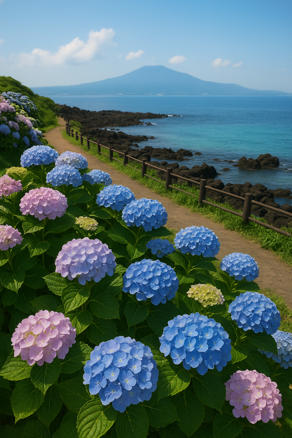 수국이 핀 아름다운 우도