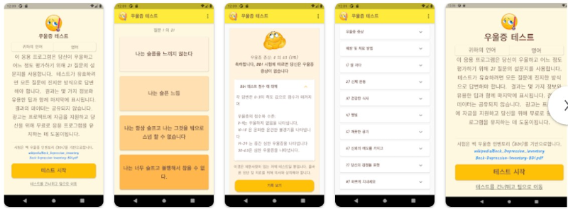 우울증 및 불안 테스트 기능 및 소개