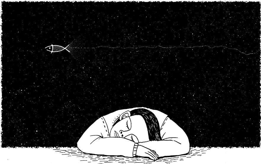 엎드려 잠든 사람이 꿈을 꾸는 모습