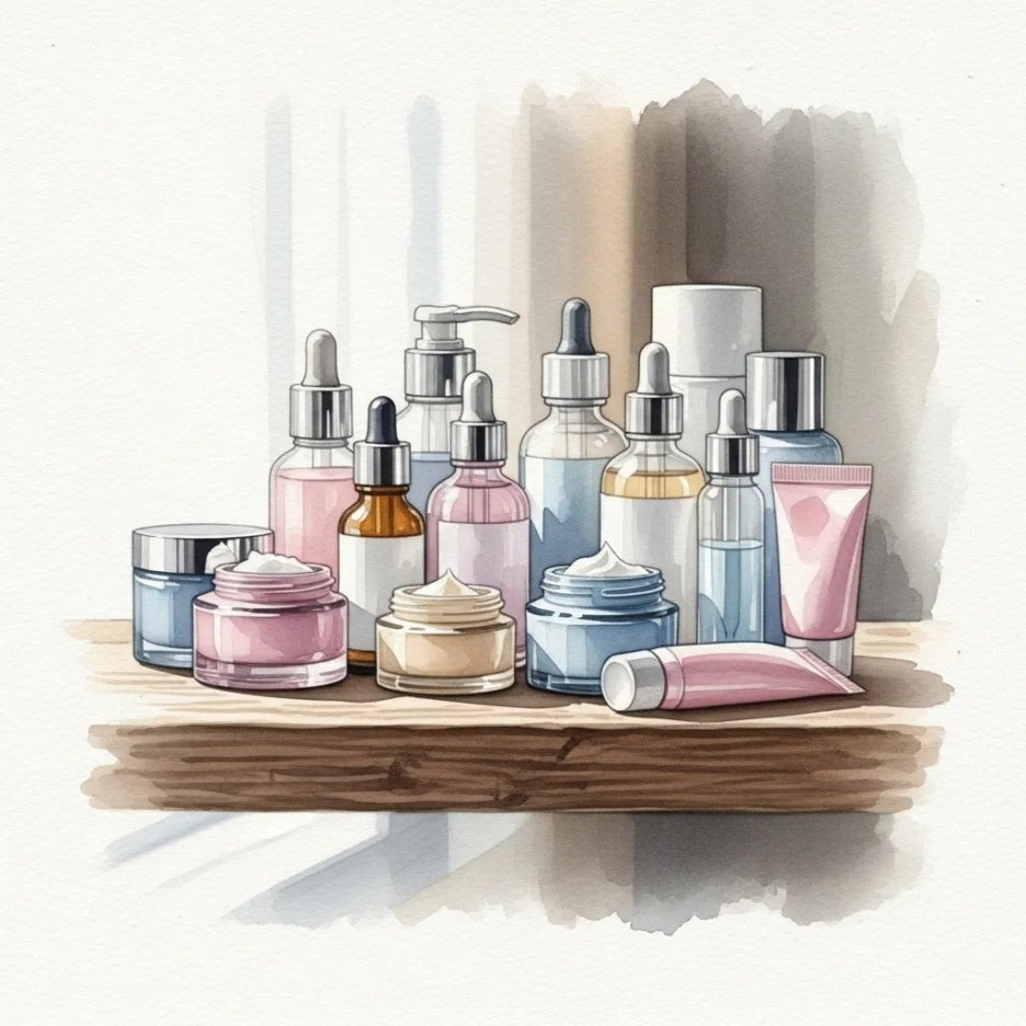 진열된 다양한 화장품들이 매력적인 모습