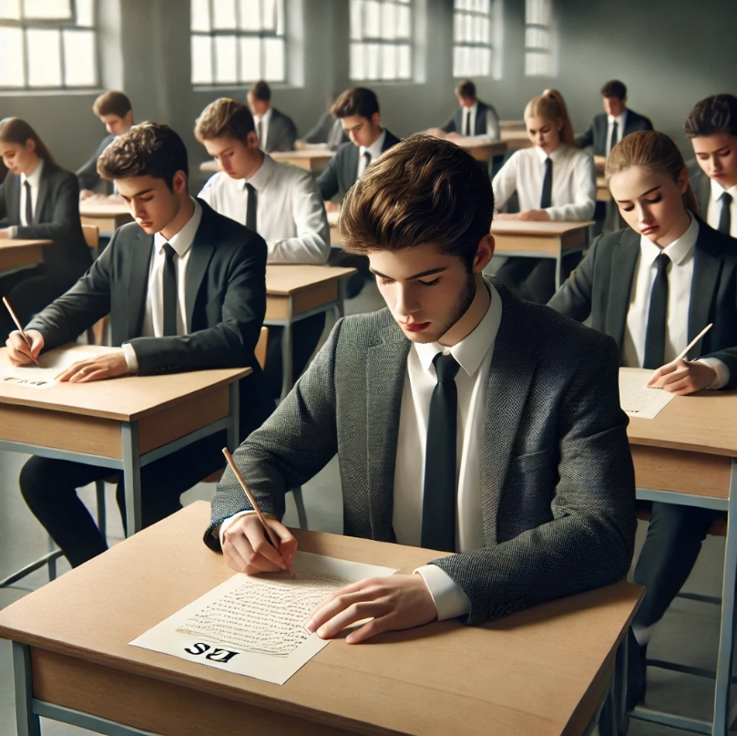 모의고사 보는 학생들