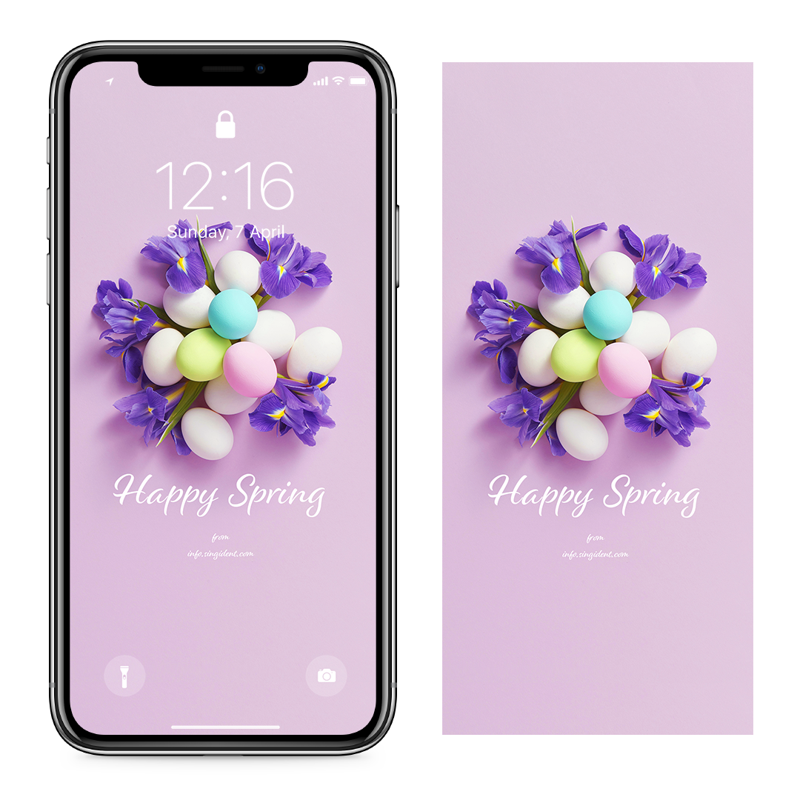 04 보라색꽃과 파스텔톤 계란 C - Happy Spring 부활절계란배경화면