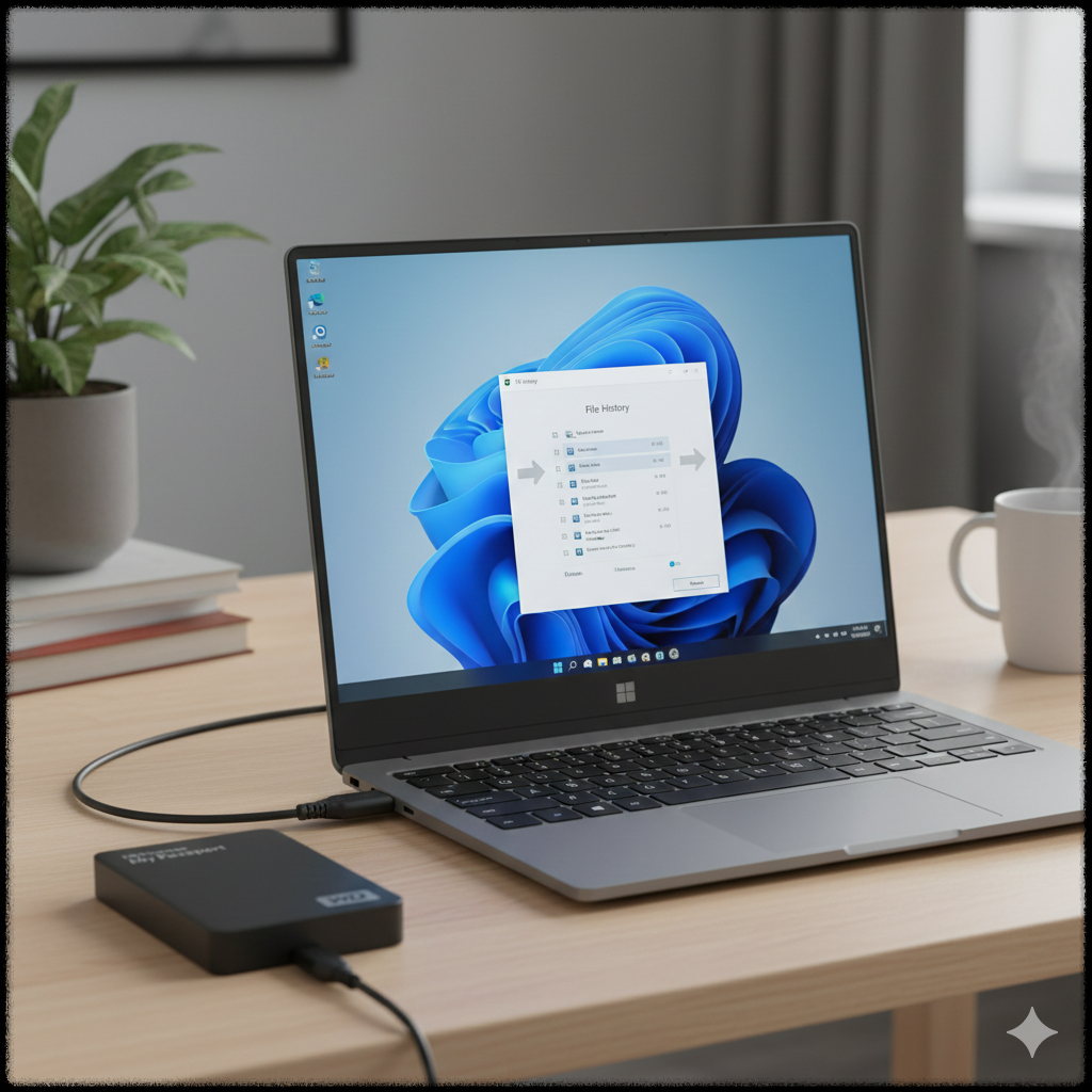 윈도우 파일 기록 기능을 이용해 삭제된 파일을 복원하는 모습