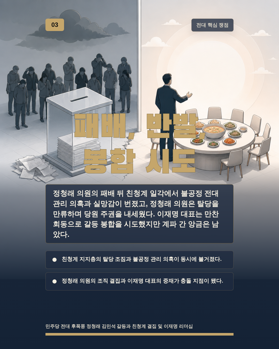 패배, 반발, 봉합 시도