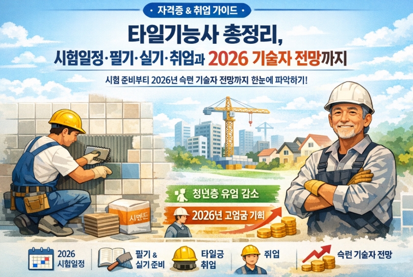 타일기능사 총정리, 시험일정&middot;필기&middot;실기&middot;취업과 2026 기술자 전망까지