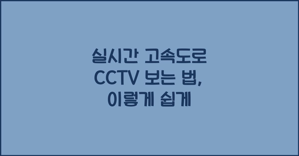 실시간 고속도로 cctv 보는 법