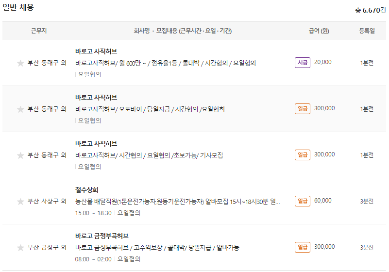 부산벼룩시장 일자리