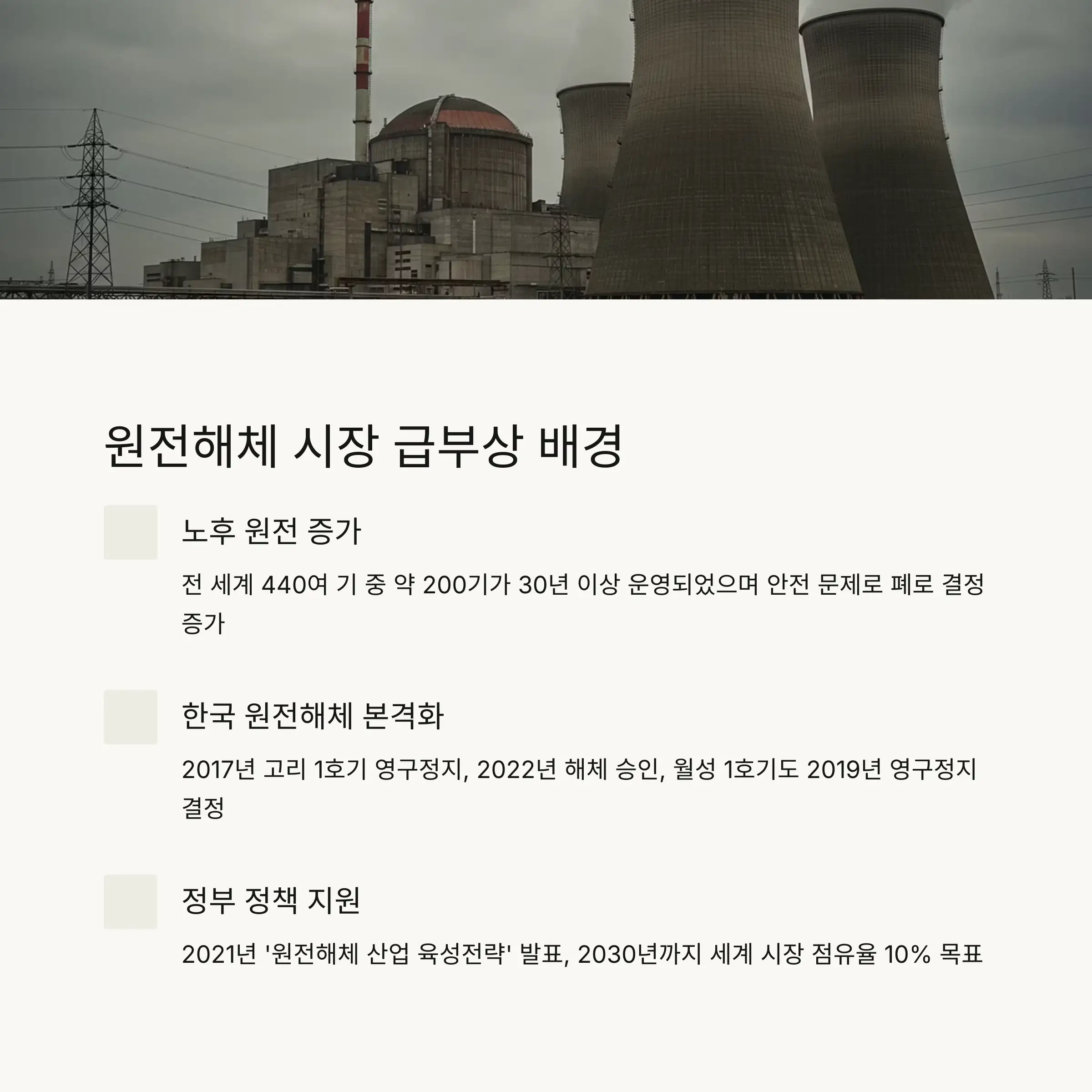 🏭 원전해체 시장의 급부상 배경