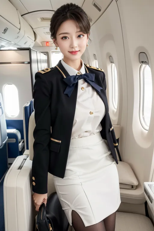 AI 실사 항공기 승무원 정장 파일럿 컨셉 이미지