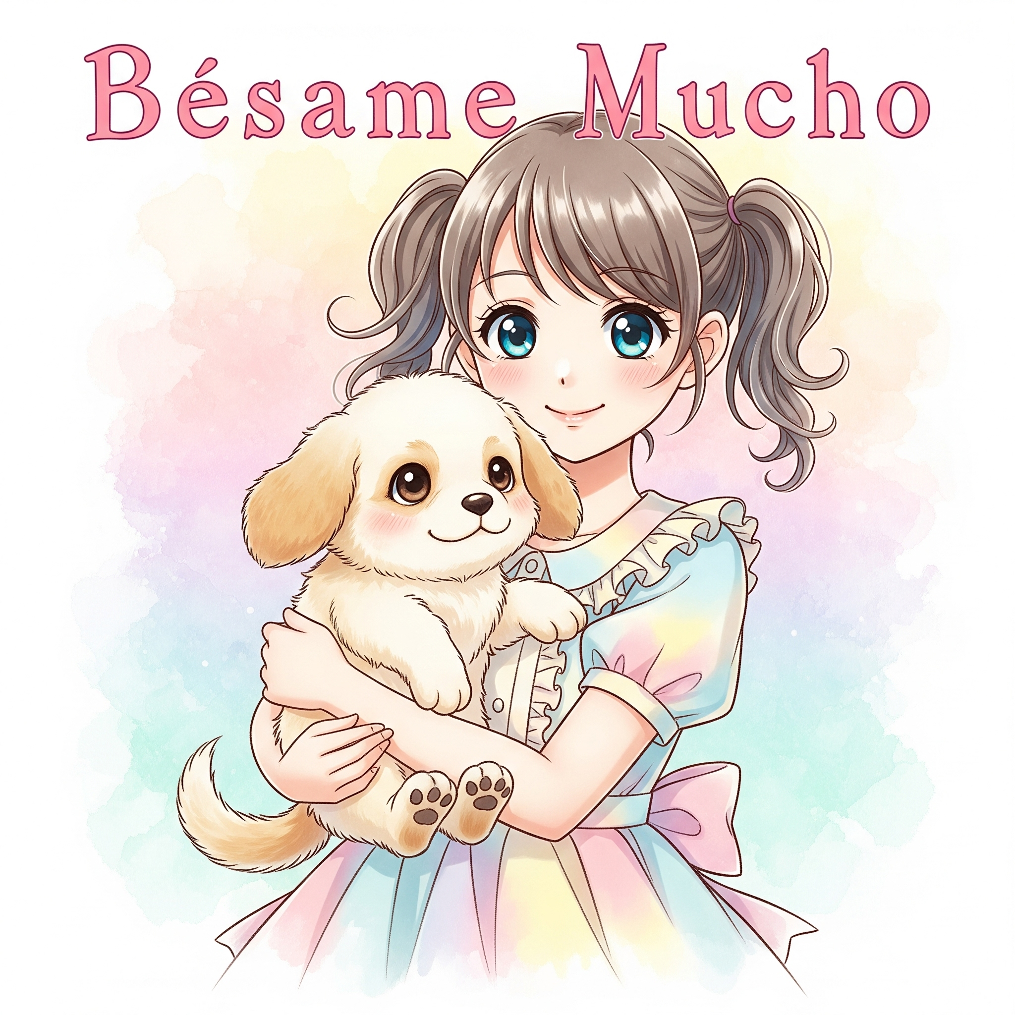 강아지를 안고 있는 소녀