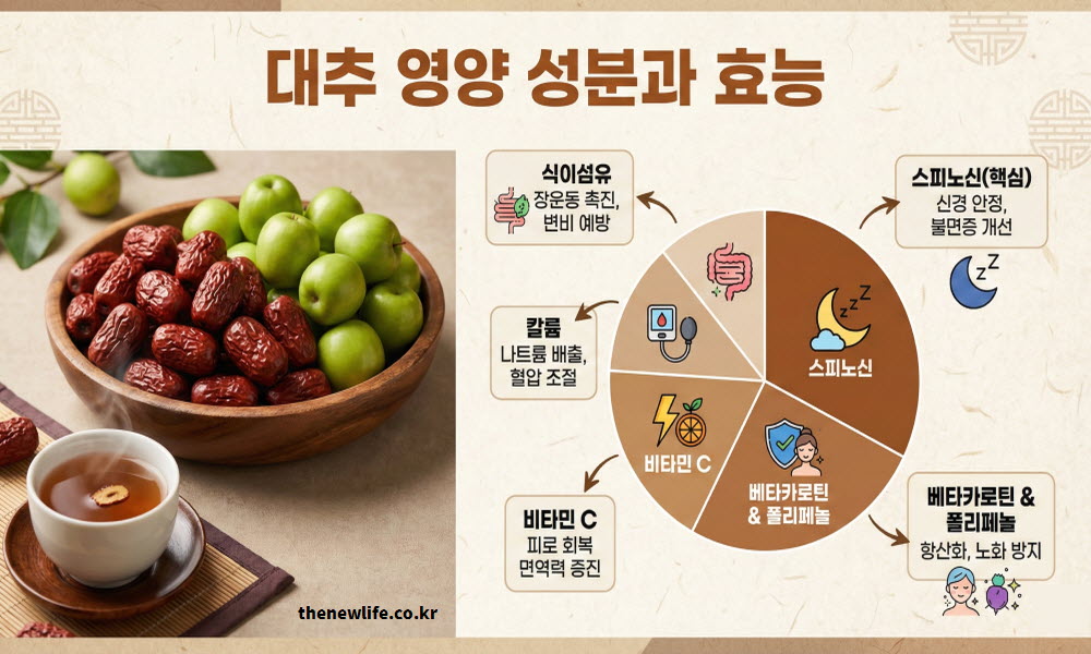 대추 효능의 영양 성분을 설명하는 이미지