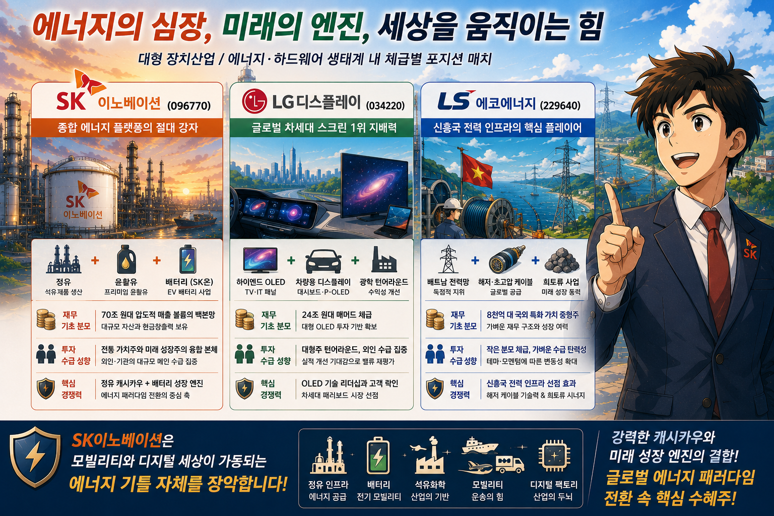 대형 장치산업 및 에너지/하드웨어 생태계 내 체급별 포지션 매치