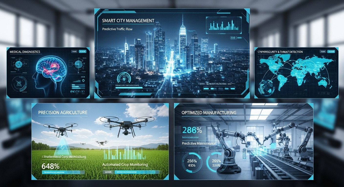 다양한 산업 분야에 적용된 AI 인터페이스 화면