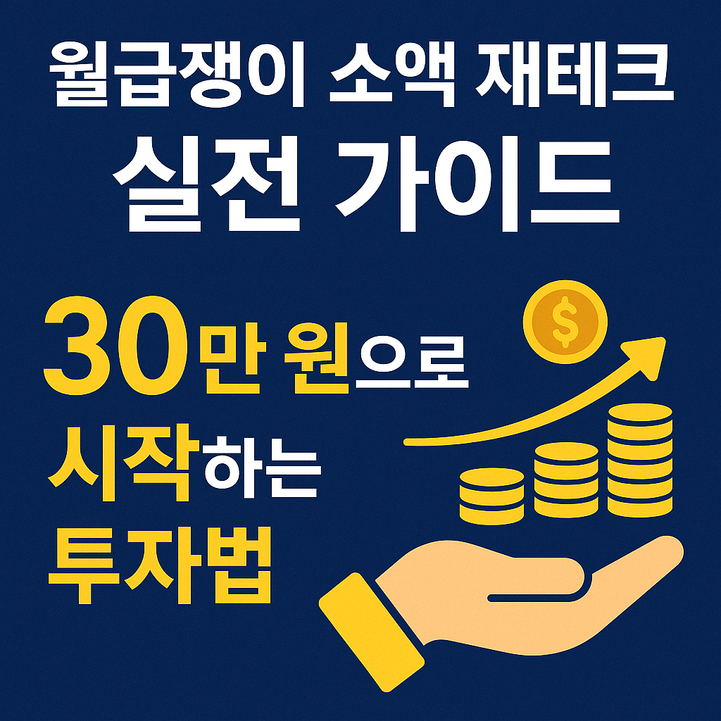 월급쟁이 소액 재테크 실전 가이드 – 30만 원으로 시작하는 투자법"이라는 문구와 금화를 강조한 썸네일 이미지.