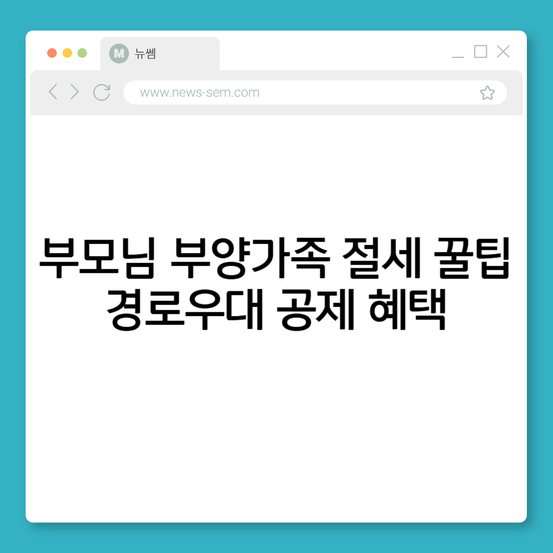 부모님 부양가족 세액공제 절세