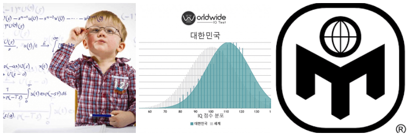 공부하는 아기, 아이큐 평균, 멘사 로고 사진