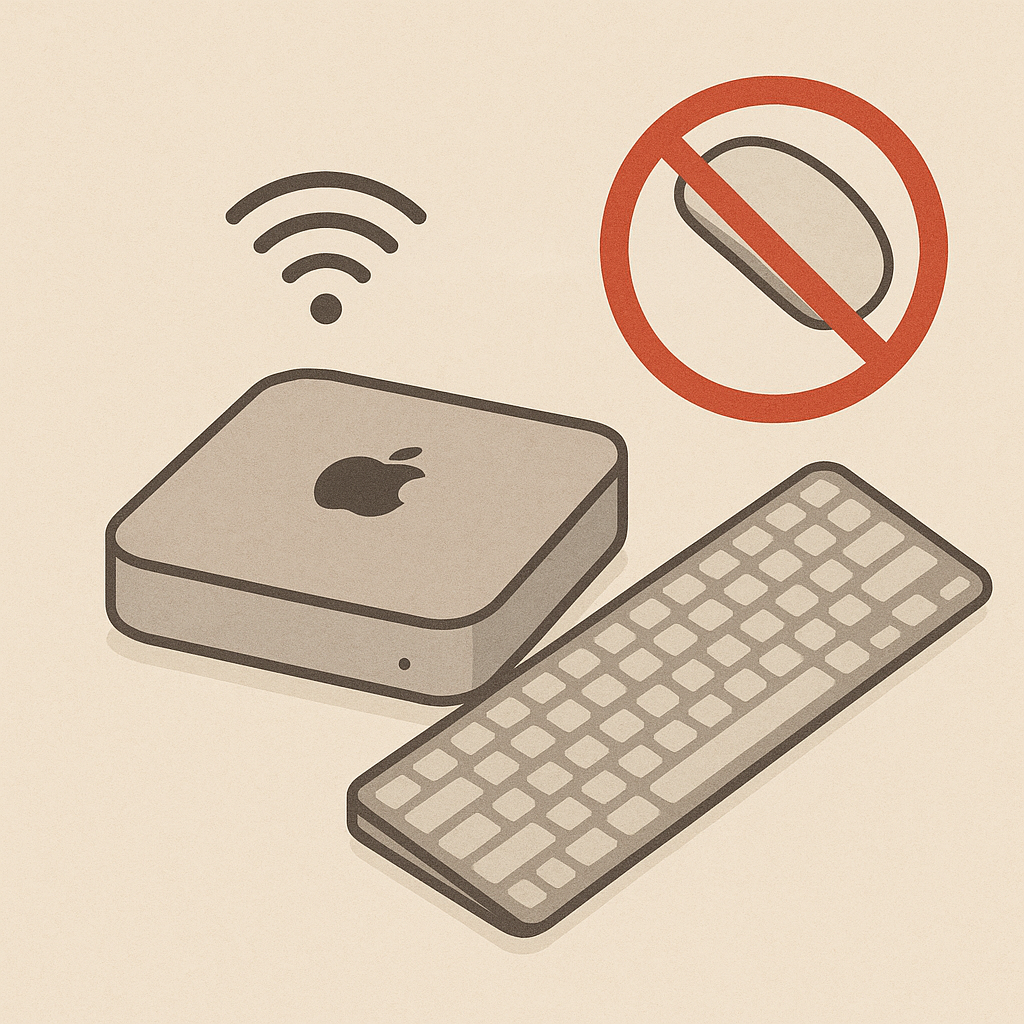 맥미니를 매직 키보드/마우스 없이 블루투스 장비로 연결하는 방법 일러스트