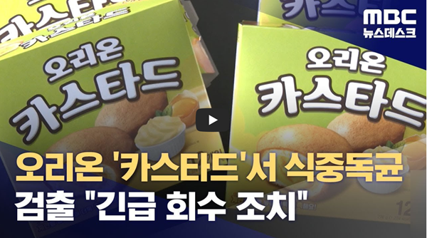 오리온 '카스타드'서 식중독균 검출 "긴급 회수 조치" (2024.01.03/뉴스데스크/MBC)