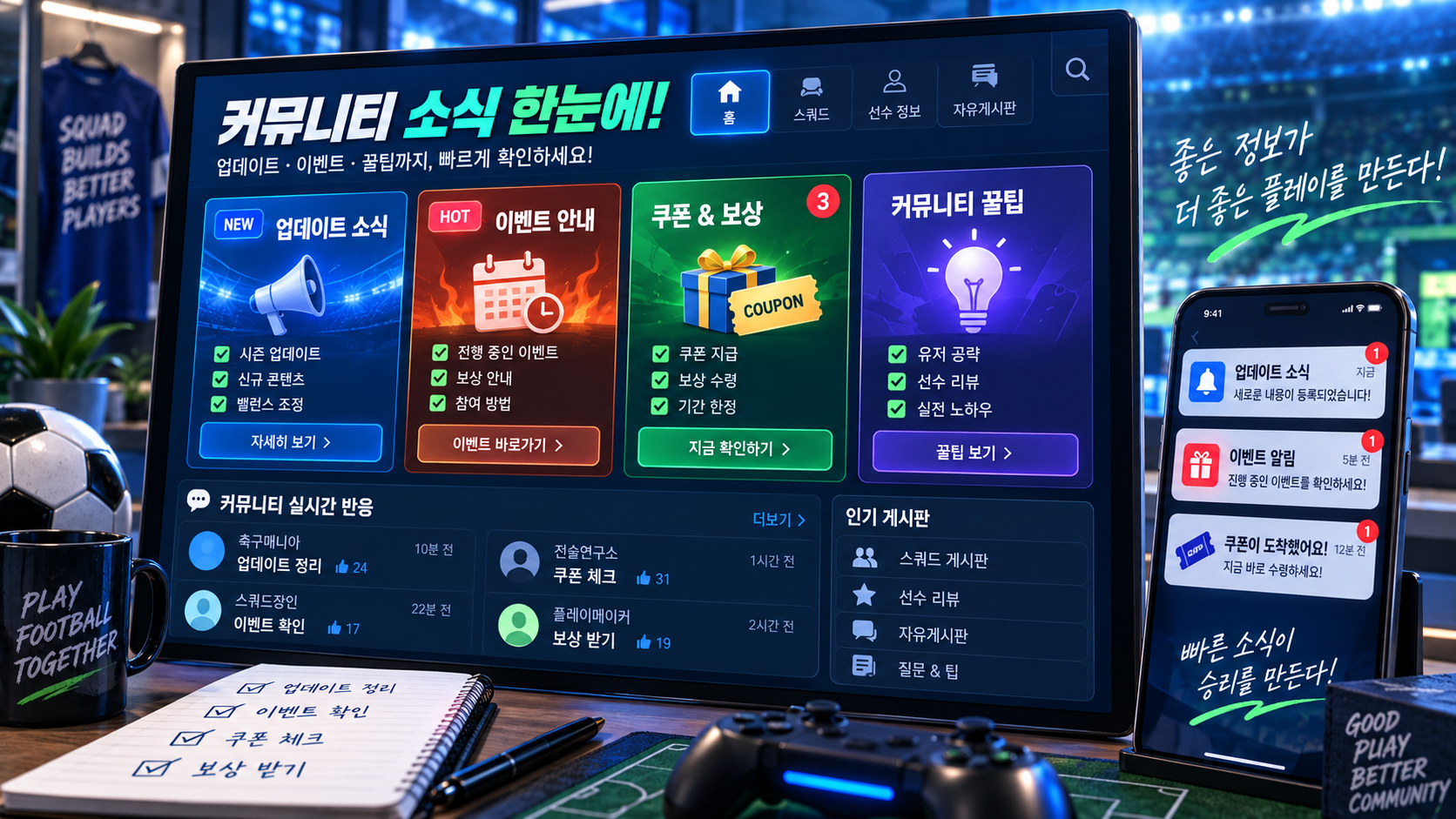 업데이트 및 이벤트 소식 신속 확인