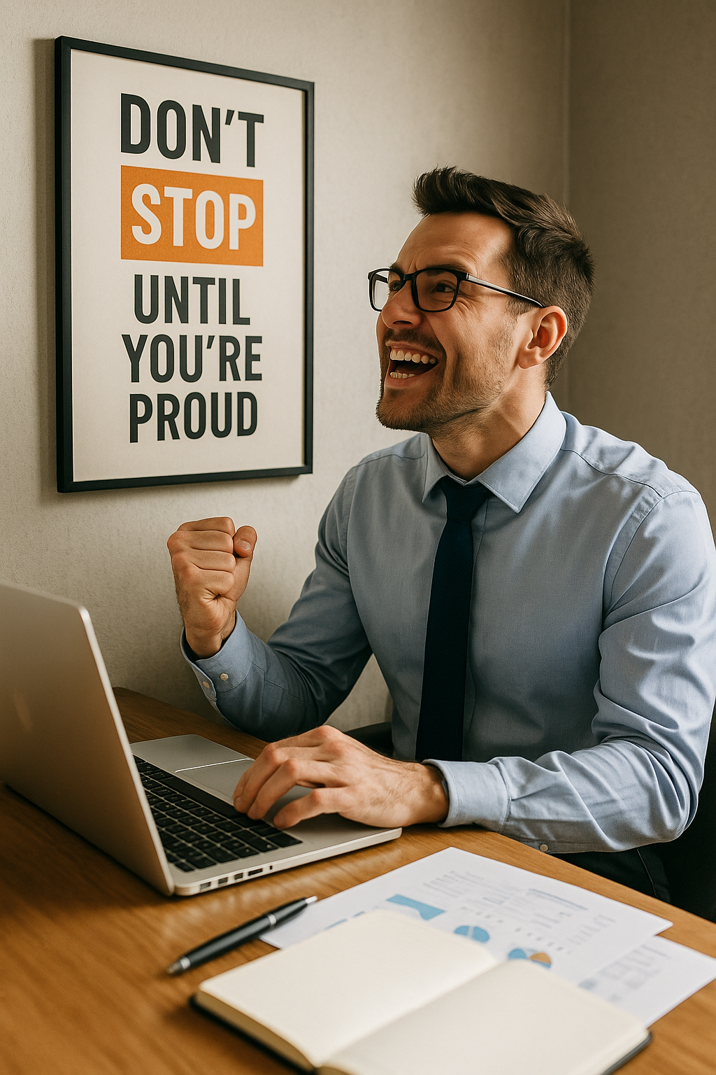 동기부여를 통해 열정을 가지고 업무를 하는 남성