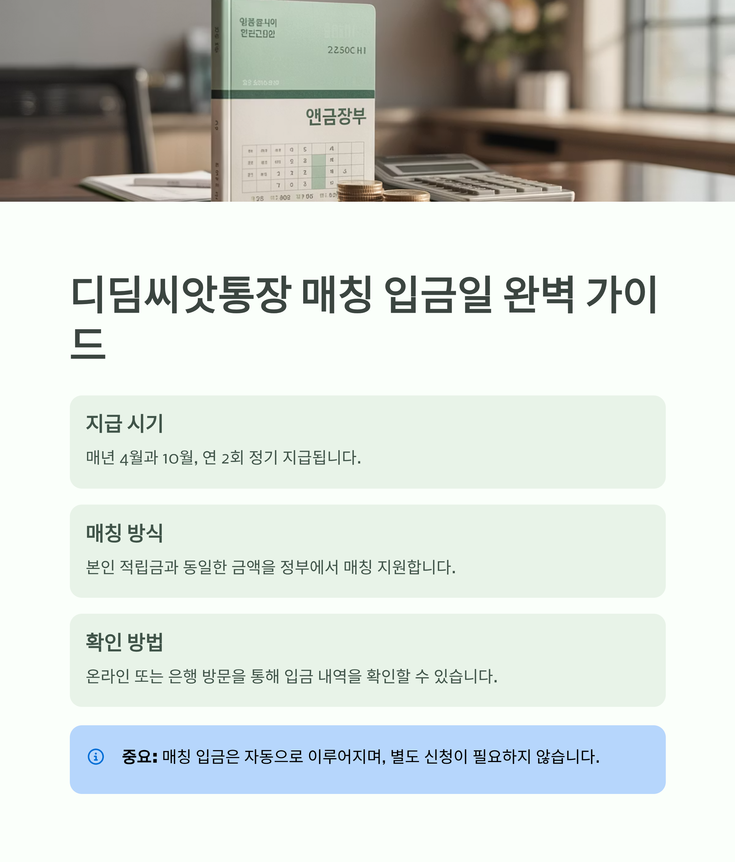 디딤씨앗통장 매칭 입금일 지급방식 시기 확인방법