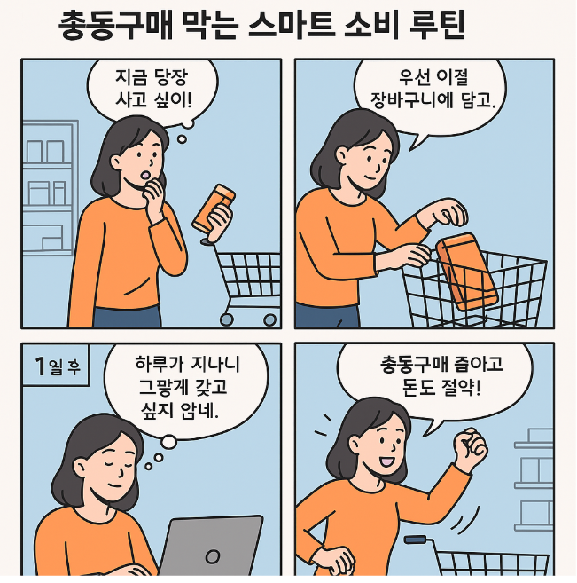 장바구니에 넣고 하루만 참자 &ndash; 충동구매 막는 스마트 소비 루틴 (소비 습관, 장바구니 전략, 소비 절약법)
