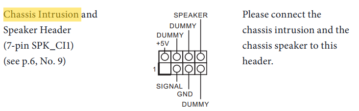 Chassis Intrusion 포트의 설명