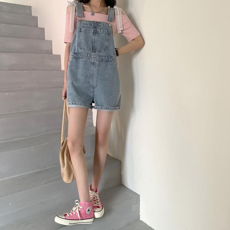 데님 여름 멜빵 숏 점프수트 md ps 23125207-2K105750