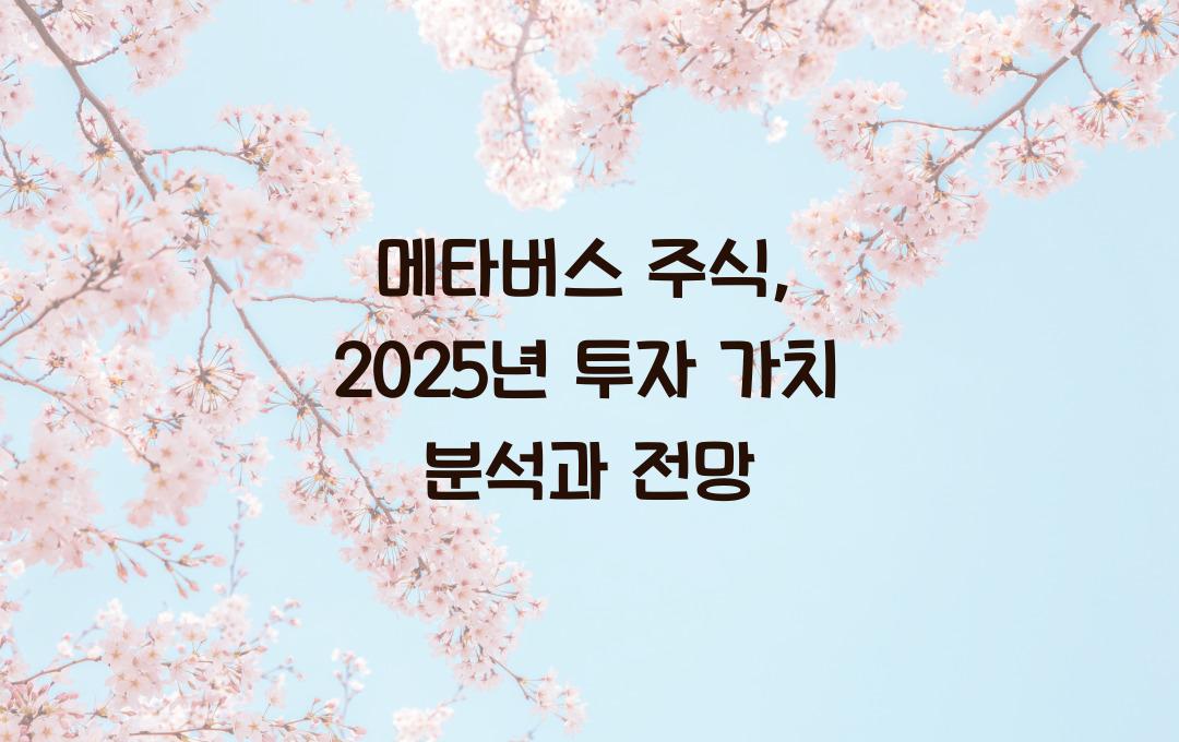 메타버스 주식, 여전히 투자 가치 있을까? 2025년 전망 분석